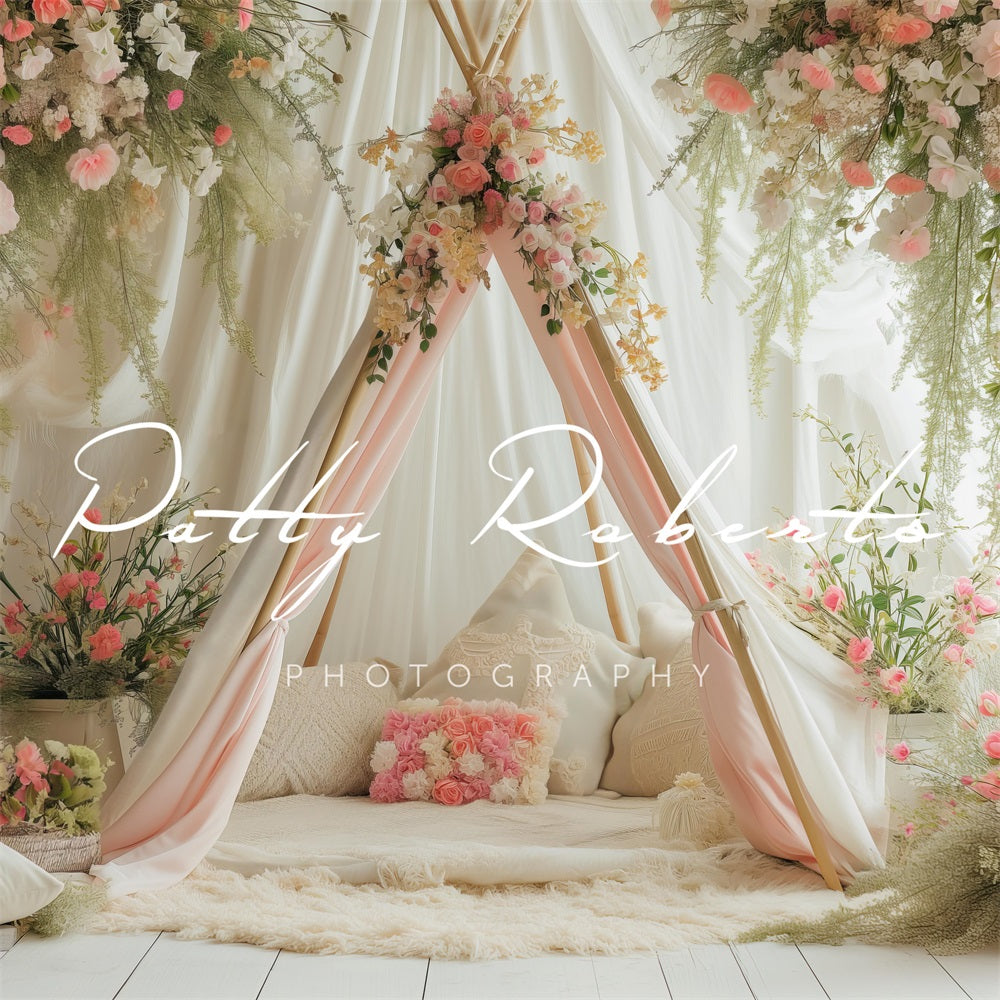 Kate White Spring Teepee with Flowers Backdrop Designed by Patty Robert -UK