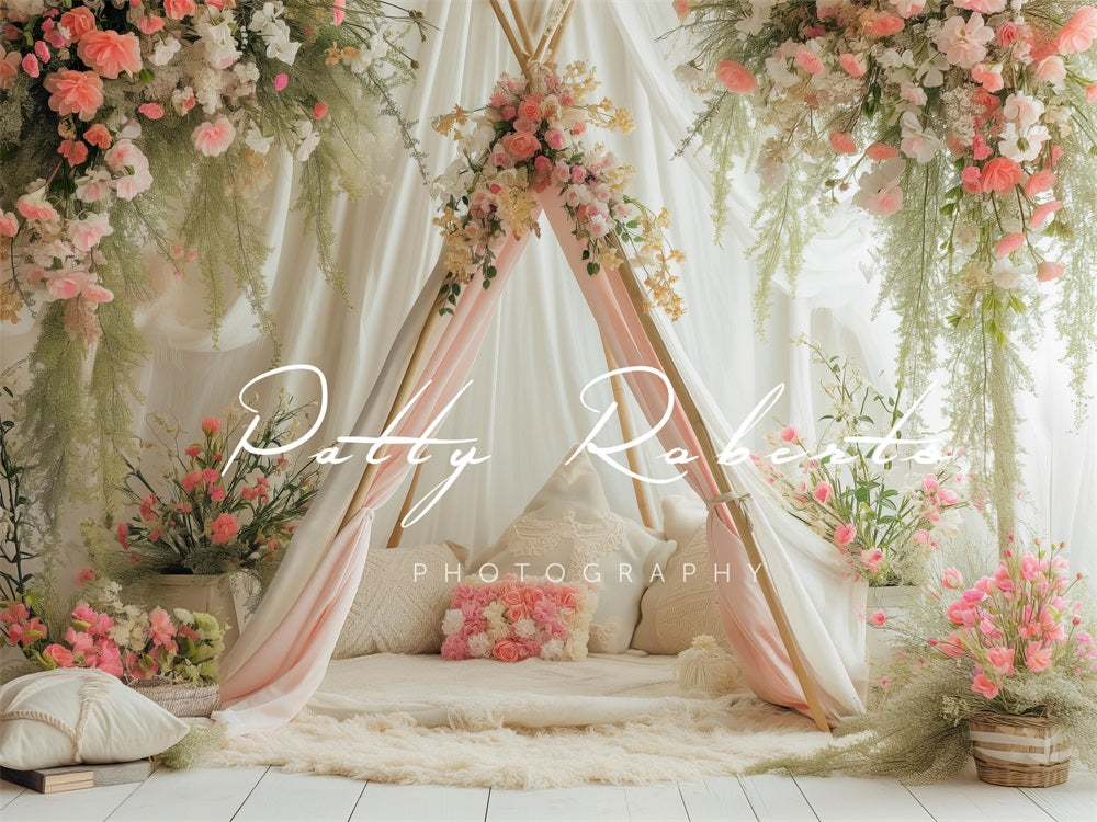 Kate White Spring Teepee with Flowers Backdrop Designed by Patty Robert -UK
