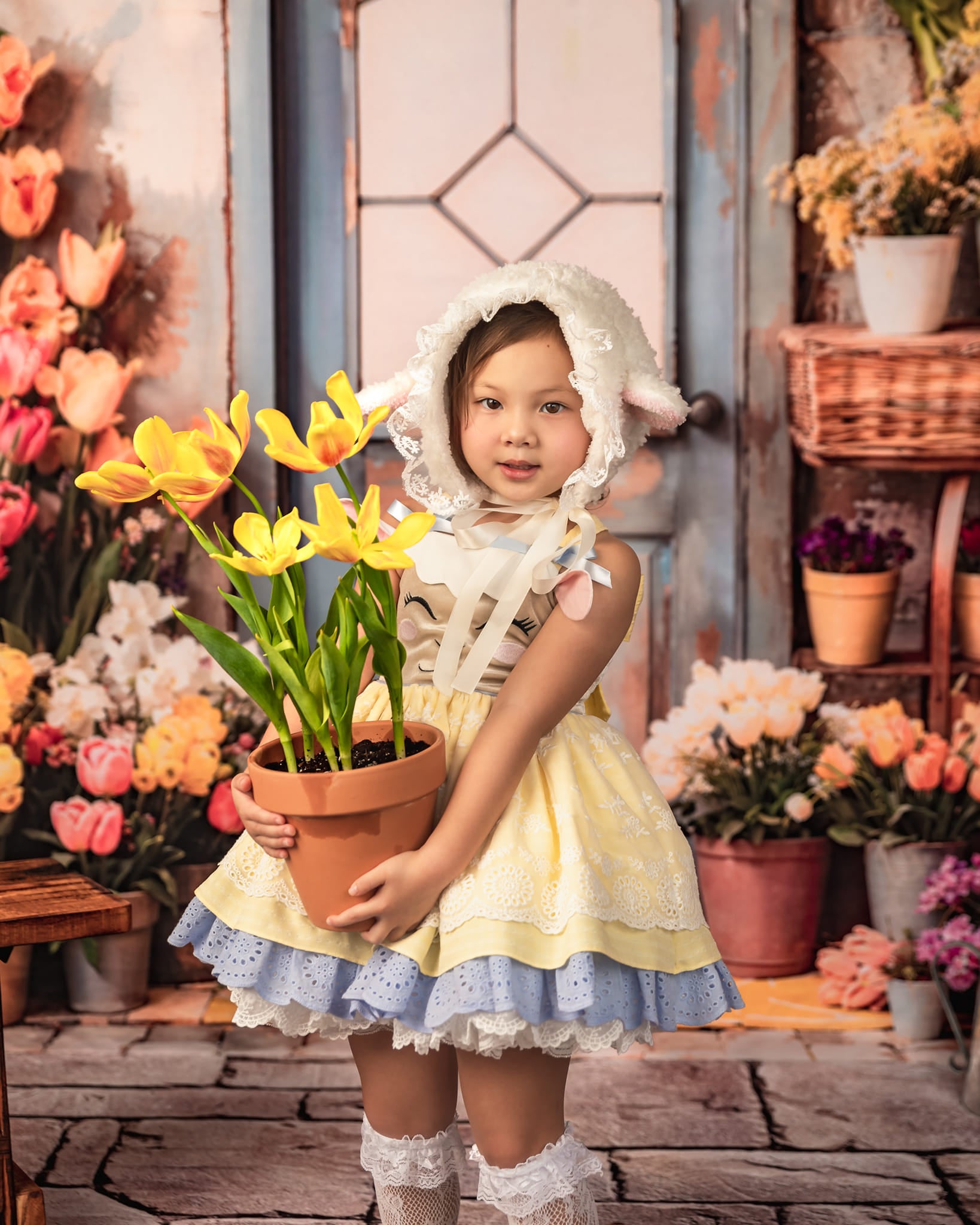 Kate Spring Flowers Tulips Greenhouse Backdrop Designed by Emetselch -UK