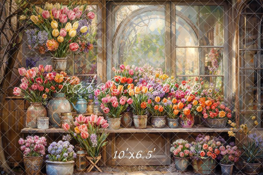 Kate Spring Flowers Window Backdrop Designed by Chain Photography -UK