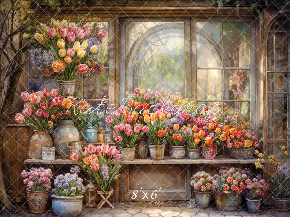 Kate Spring Flowers Window Backdrop Designed by Chain Photography -UK