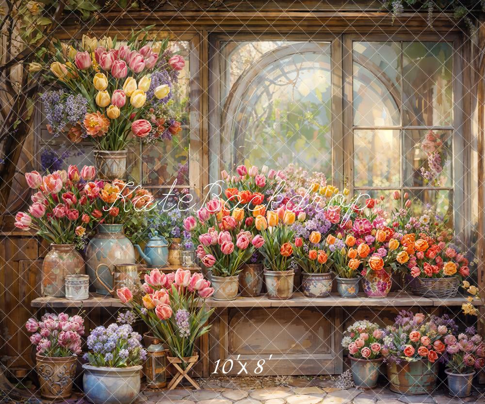 Kate Spring Flowers Window Backdrop Designed by Chain Photography -UK
