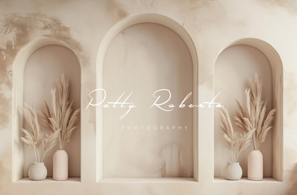 Kate Boho Beige Reed Arched Wall Backdrop Designed by Patty Robert -UK