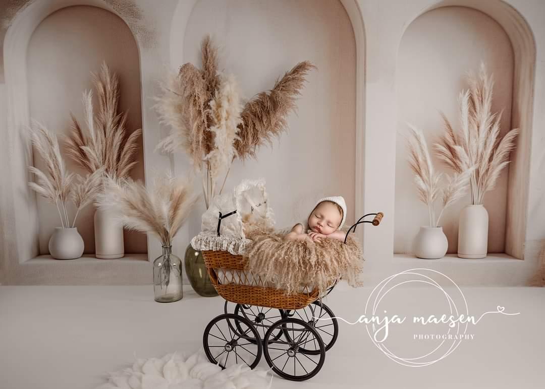 Kate Boho Beige Reed Arched Wall Backdrop Designed by Patty Robert -UK