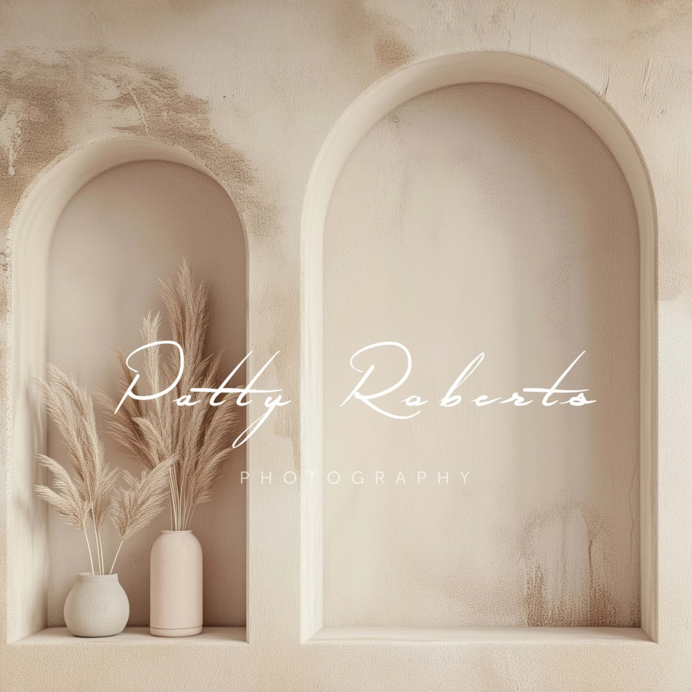 Kate Boho Beige Reed Arched Wall Backdrop Designed by Patty Robert -UK