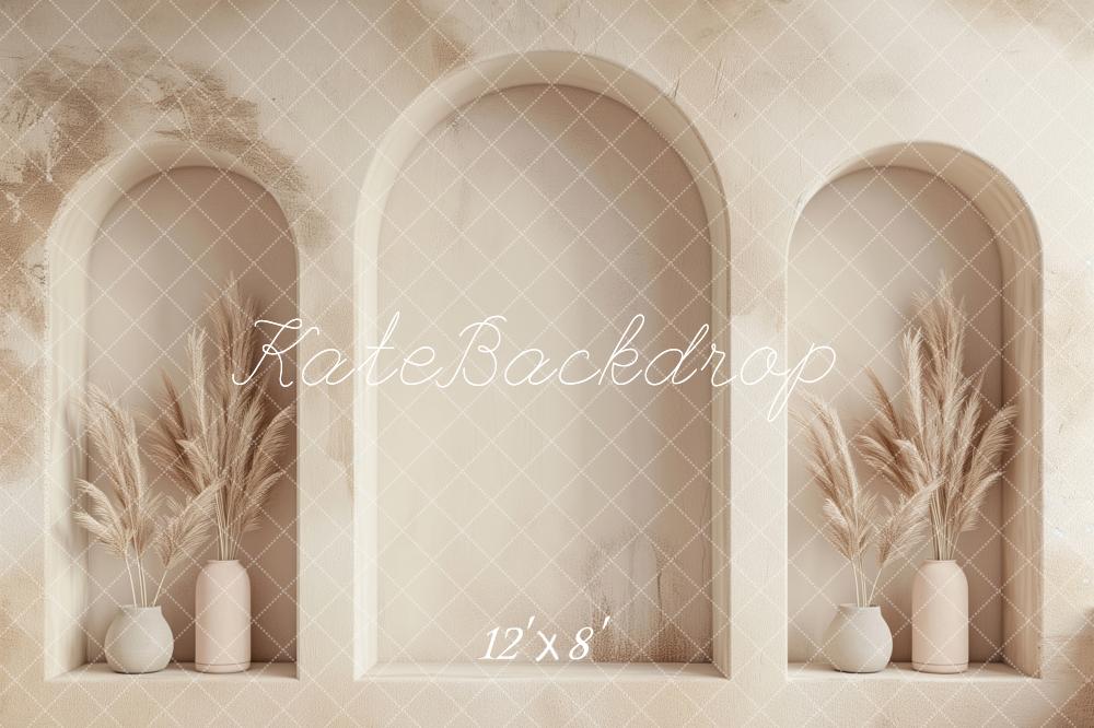 Kate Boho Beige Reed Arched Wall Backdrop Designed by Patty Robert -UK