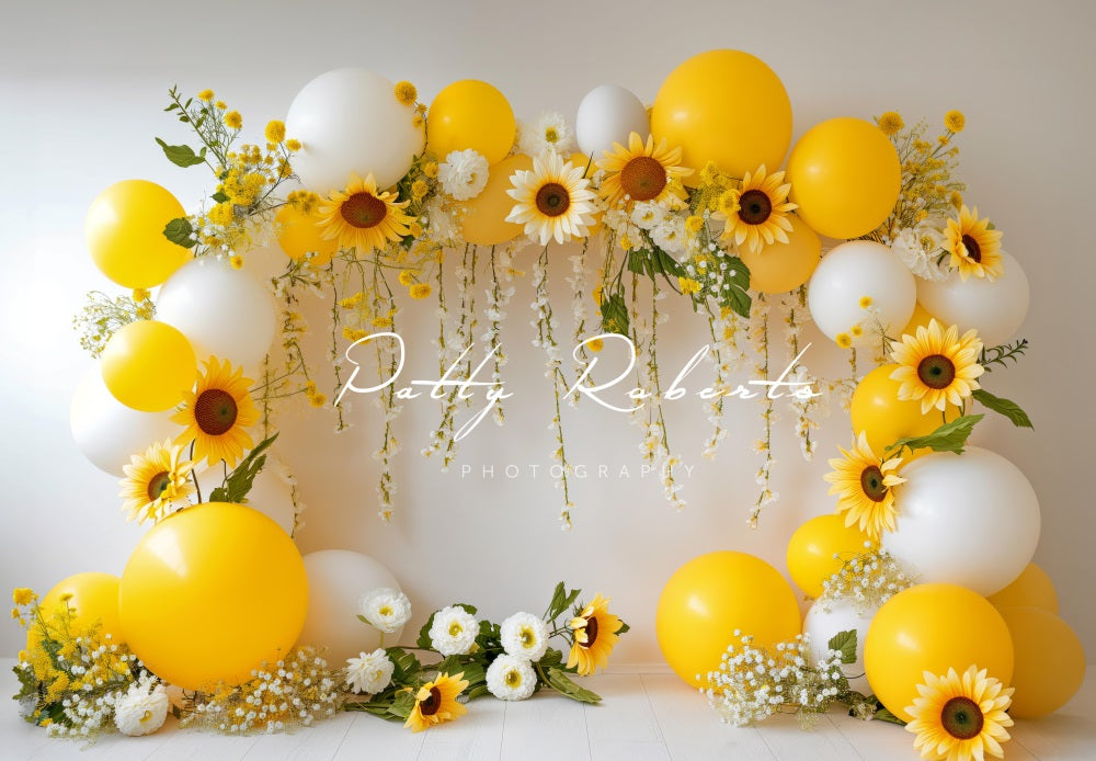Kate Sunflowers and Balloons Garland Backdrop Designed by Patty Robert -UK