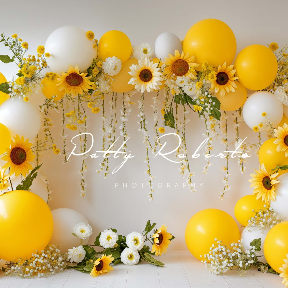 Kate Sunflowers and Balloons Garland Backdrop Designed by Patty Robert -UK