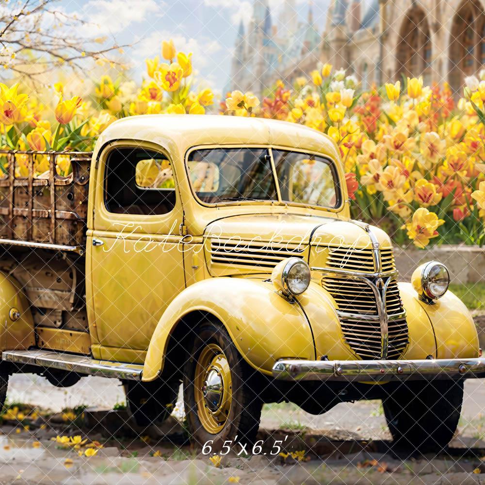 Kate Summer Yellow Flowers Truck Backdrop Designed by Emetselch -UK