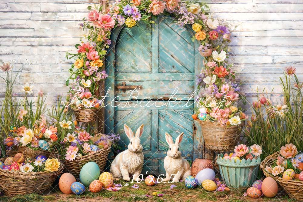 Kate Easter Eggs Flower Bunny Arch Backdrop Designed by Emetselch -UK
