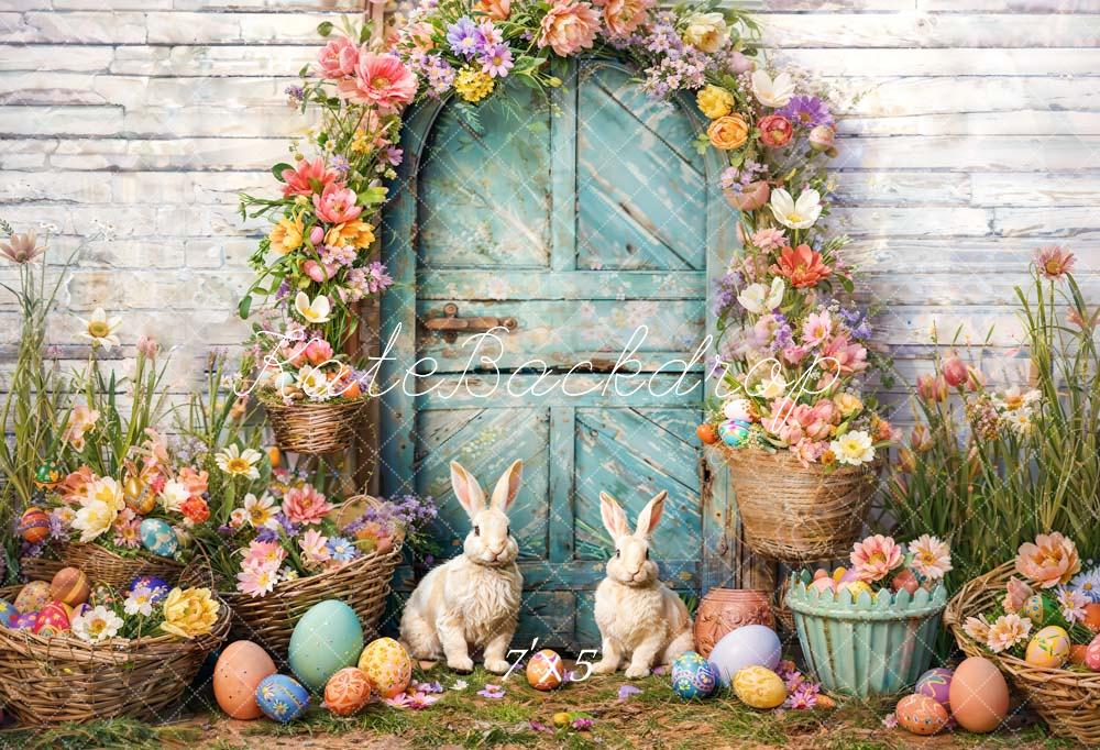 Kate Easter Eggs Flower Bunny Arch Backdrop Designed by Emetselch -UK