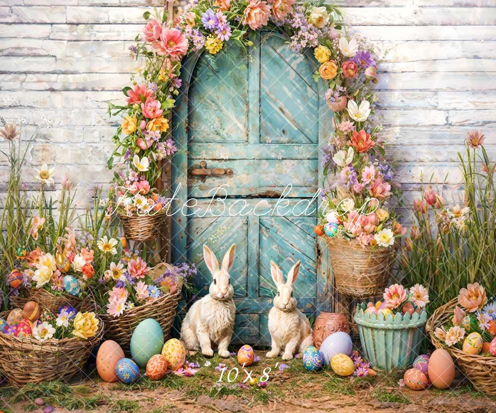 Kate Easter Eggs Flower Bunny Arch Backdrop Designed by Emetselch -UK