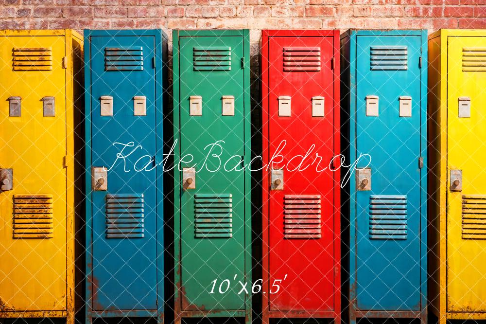 Kate Back to School Colorful Lockers Backdrop Designed by Emetselch