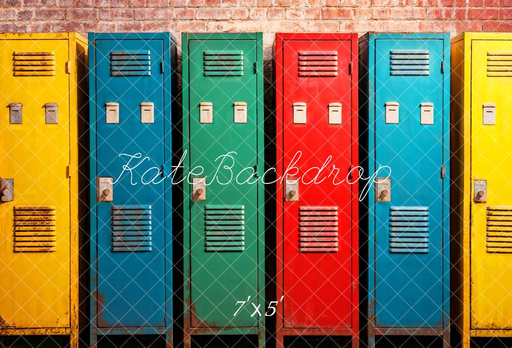 Kate Back to School Colorful Lockers Backdrop Designed by Emetselch