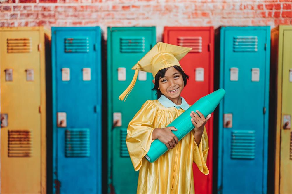 Kate Back to School Colorful Lockers Backdrop Designed by Emetselch -UK
