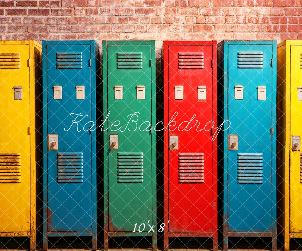 Kate Back to School Colorful Lockers Backdrop Designed by Emetselch -UK