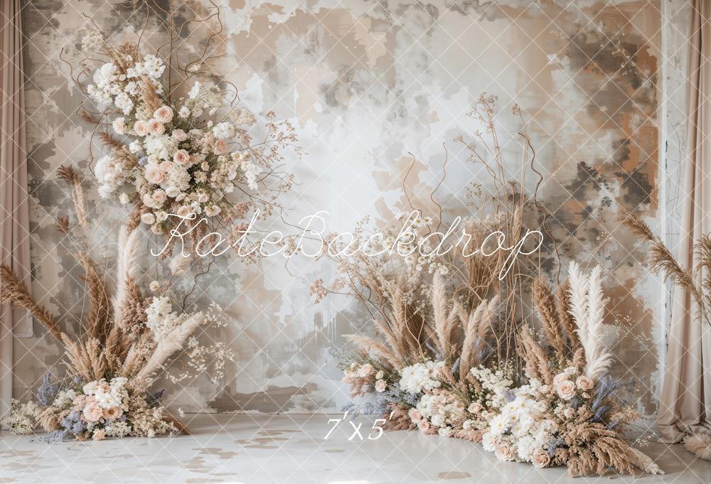 Kate Boho Abstract Art Flower Reed Backdrop Designed by Emetselch -UK