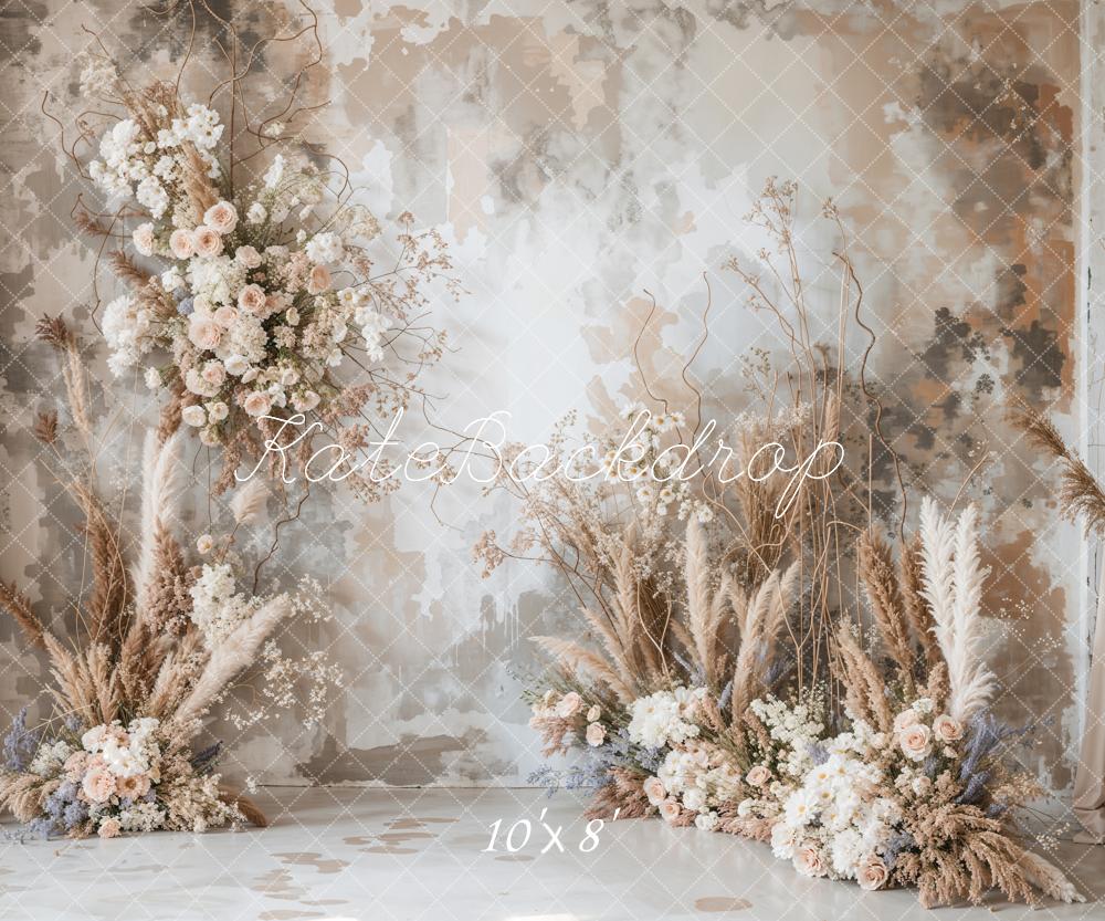 Kate Boho Abstract Art Flower Reed Backdrop Designed by Emetselch -UK