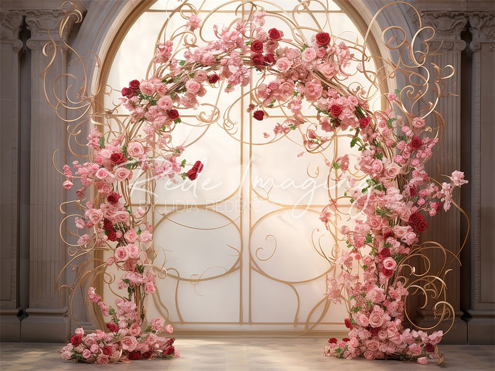 Kate Pink Flower Arch Window Door Wedding Backdrop Designed by Lidia Redekopp