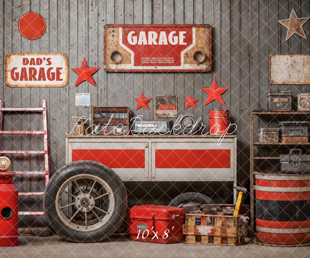 Kate Father's Day Red Tool Garage Backdrop Designed by Emetselch -UK