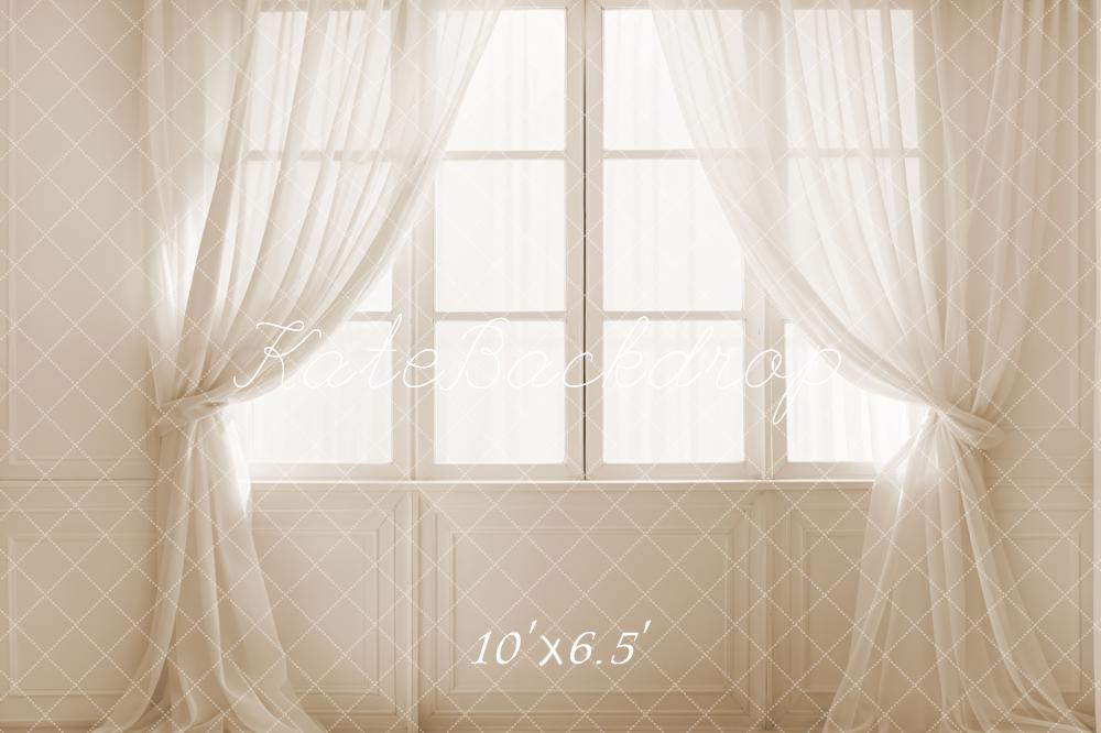 Lightning Deals Kate White Curtain Vintage Window Backdrop Designed by Emetselch -UK