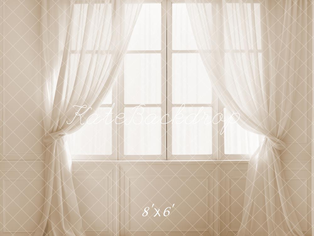 Lightning Deals Kate White Curtain Vintage Window Backdrop Designed by Emetselch -UK