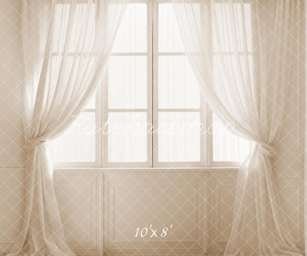 Lightning Deals Kate White Curtain Vintage Window Backdrop Designed by Emetselch -UK