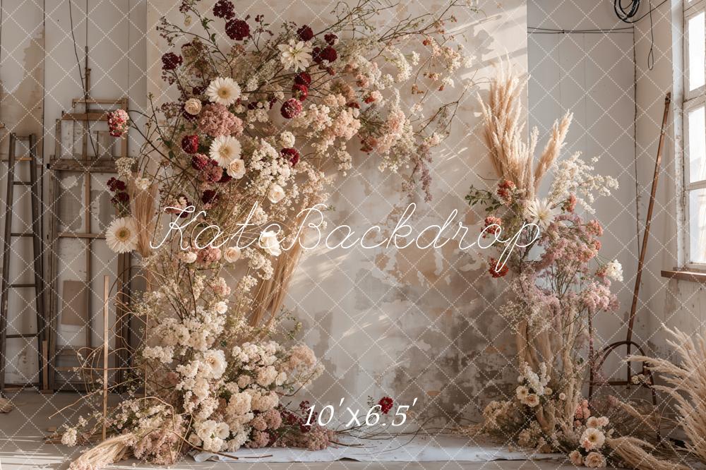 Kate Boho Reed Flower Wood Wall Backdrop Designed by Emetselch -UK
