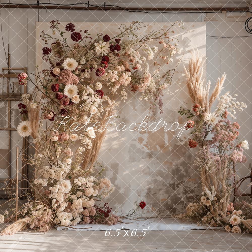 Kate Boho Reed Flower Wood Wall Backdrop Designed by Emetselch -UK