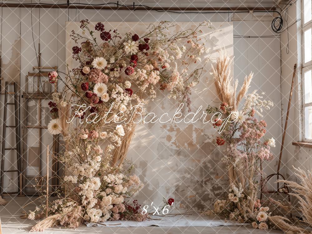Kate Boho Reed Flower Wood Wall Backdrop Designed by Emetselch -UK