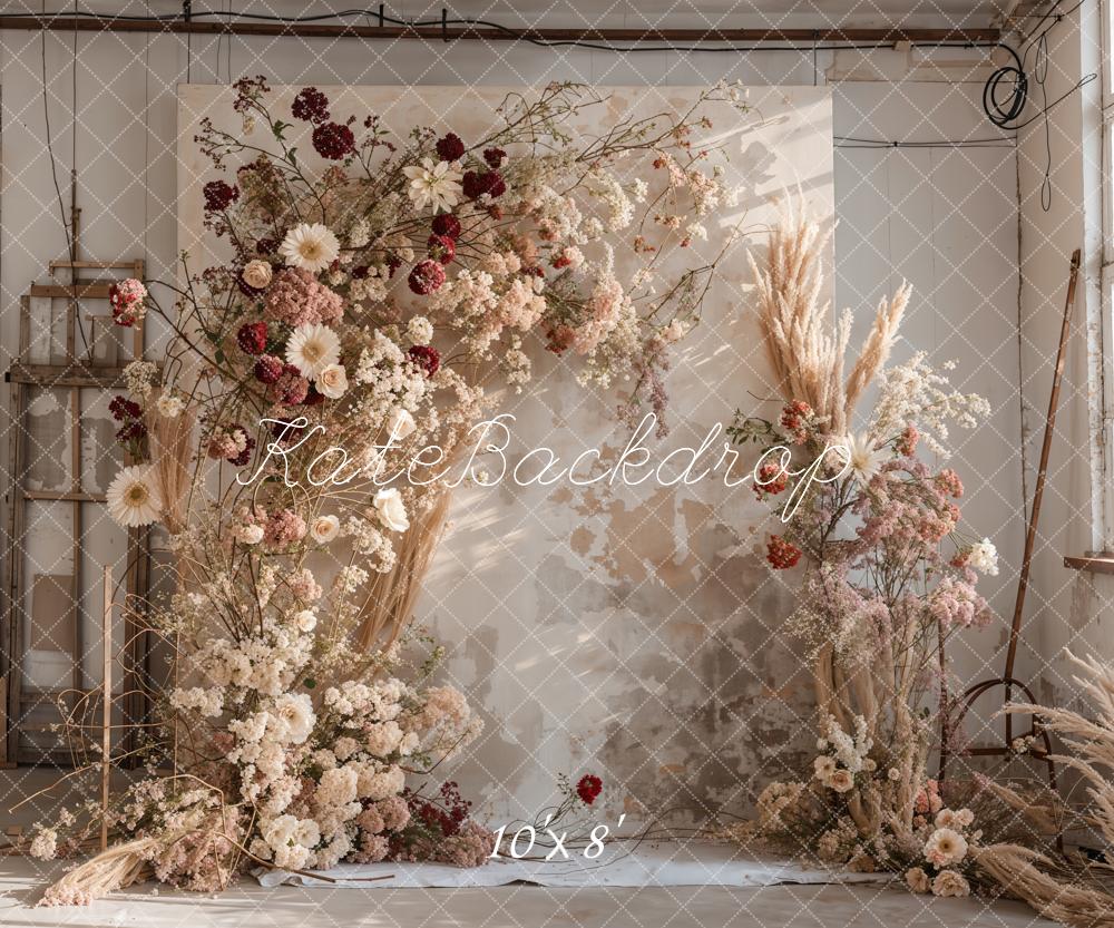 Kate Boho Reed Flower Wood Wall Backdrop Designed by Emetselch -UK