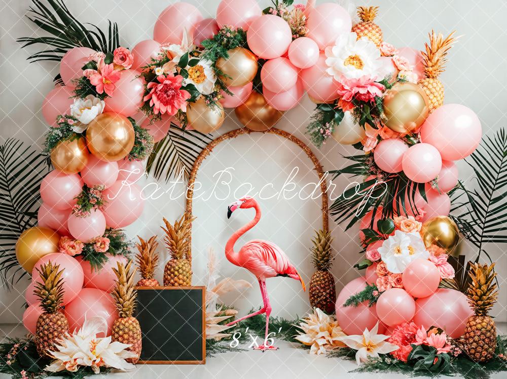 Kate Flamingo Pink Balloon Flower Arch Backdrop Designed by Emetselch -UK