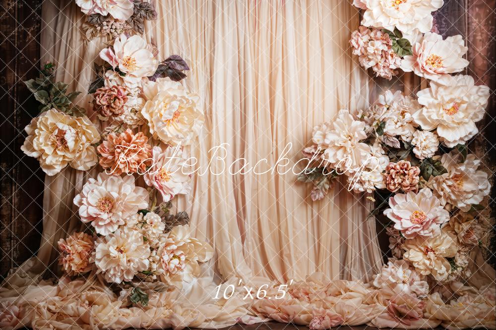 Kate Fine Art Flower Beige Curtain Backdrop Designed by Emetselch -UK