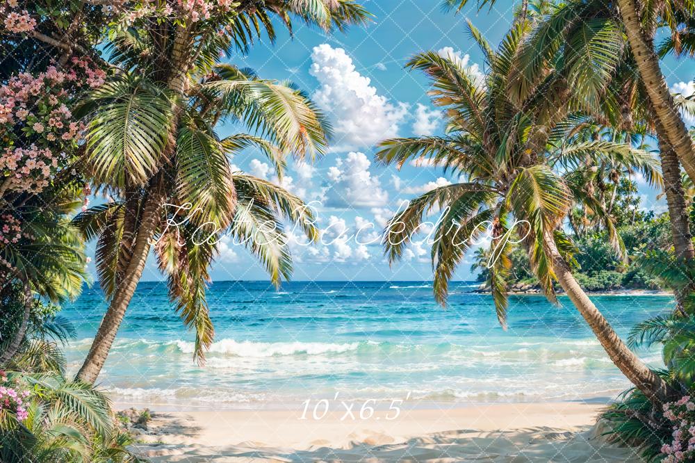 Kate Summer Seaside Beach Trees Blue Sky Backdrop Designed by Emetselch -UK