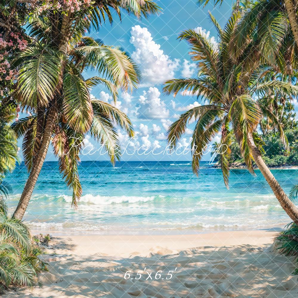 Kate Summer Seaside Beach Trees Blue Sky Backdrop Designed by Emetselch -UK