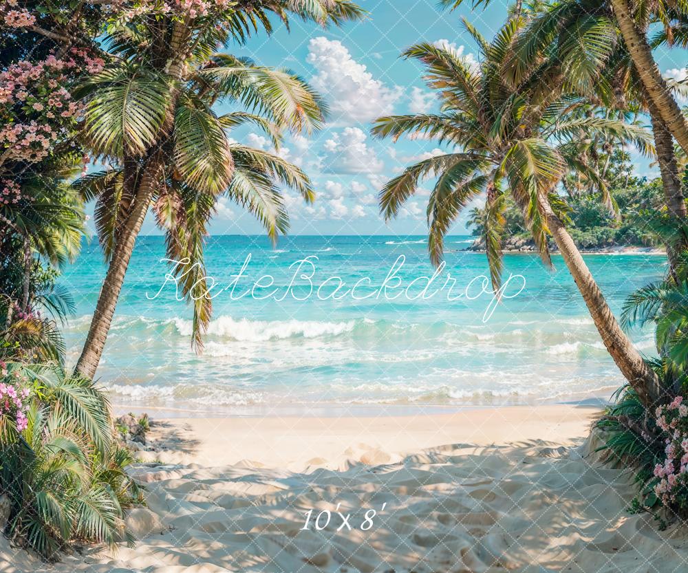 Kate Summer Seaside Beach Trees Blue Sky Backdrop Designed by Emetselch -UK