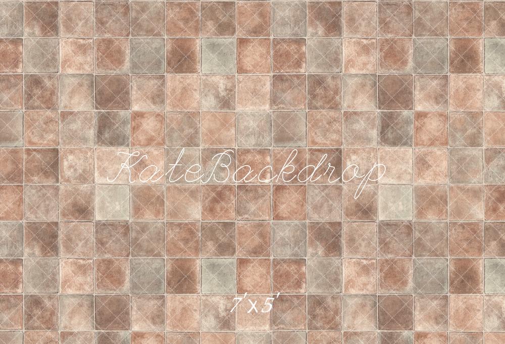 Kate Retro Dark Brown Gray Plaid Floor Backdrop Designed by Kate Image -UK