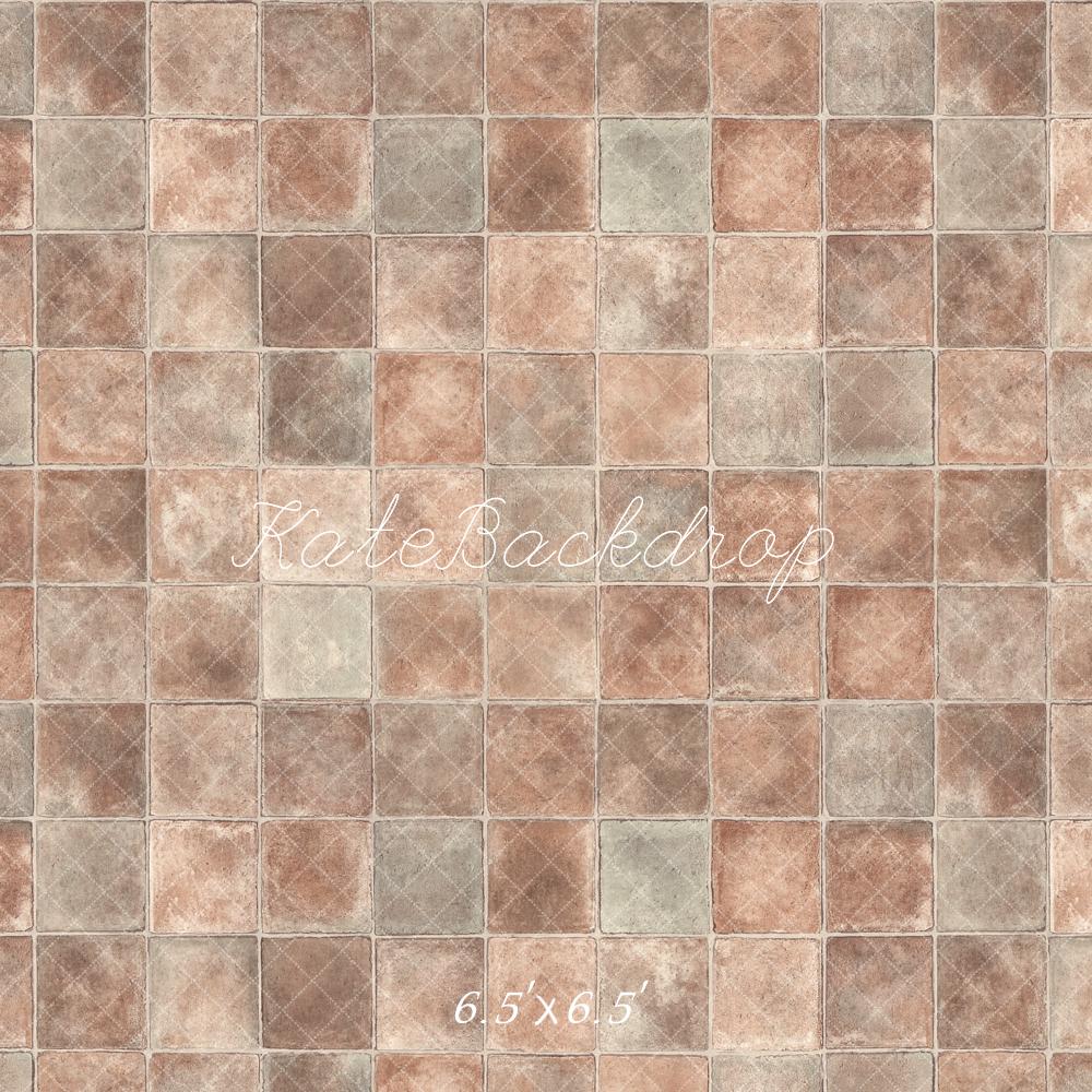 Kate Retro Dark Brown Gray Plaid Floor Backdrop Designed by Kate Image -UK