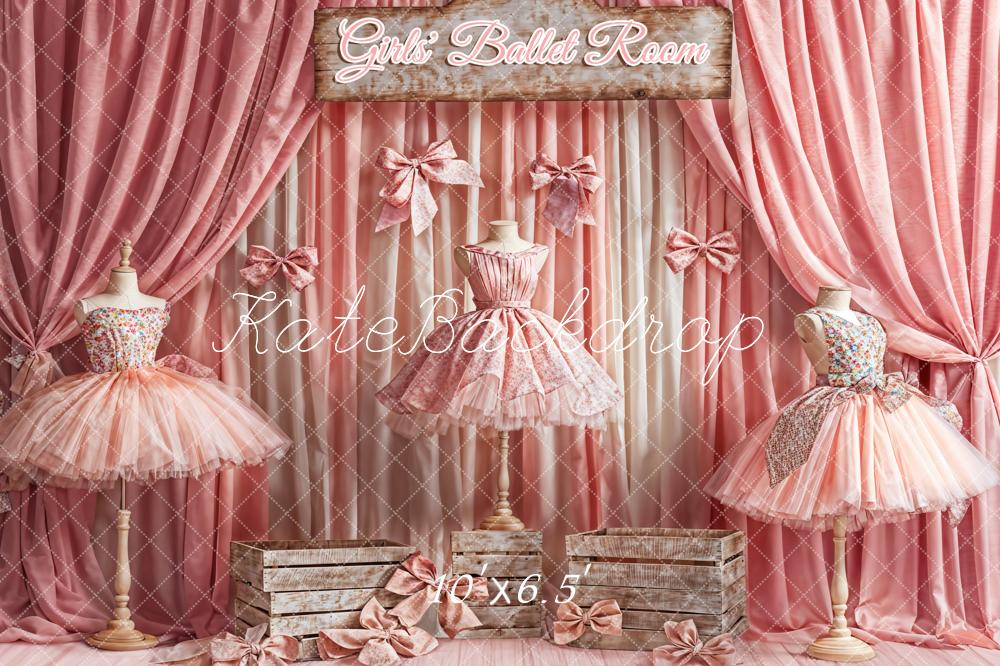 Kate Pink Dress Girls' Ballet Room Curtain Backdrop Designed by Emetselch -UK