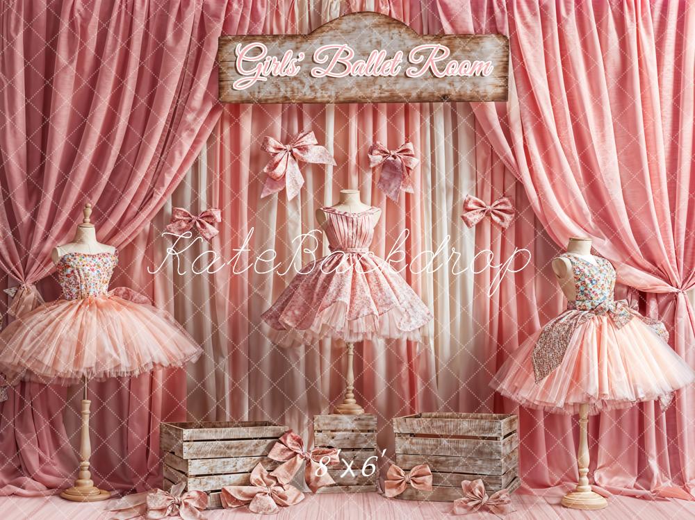 Kate Pink Dress Girls' Ballet Room Curtain Backdrop Designed by Emetselch -UK