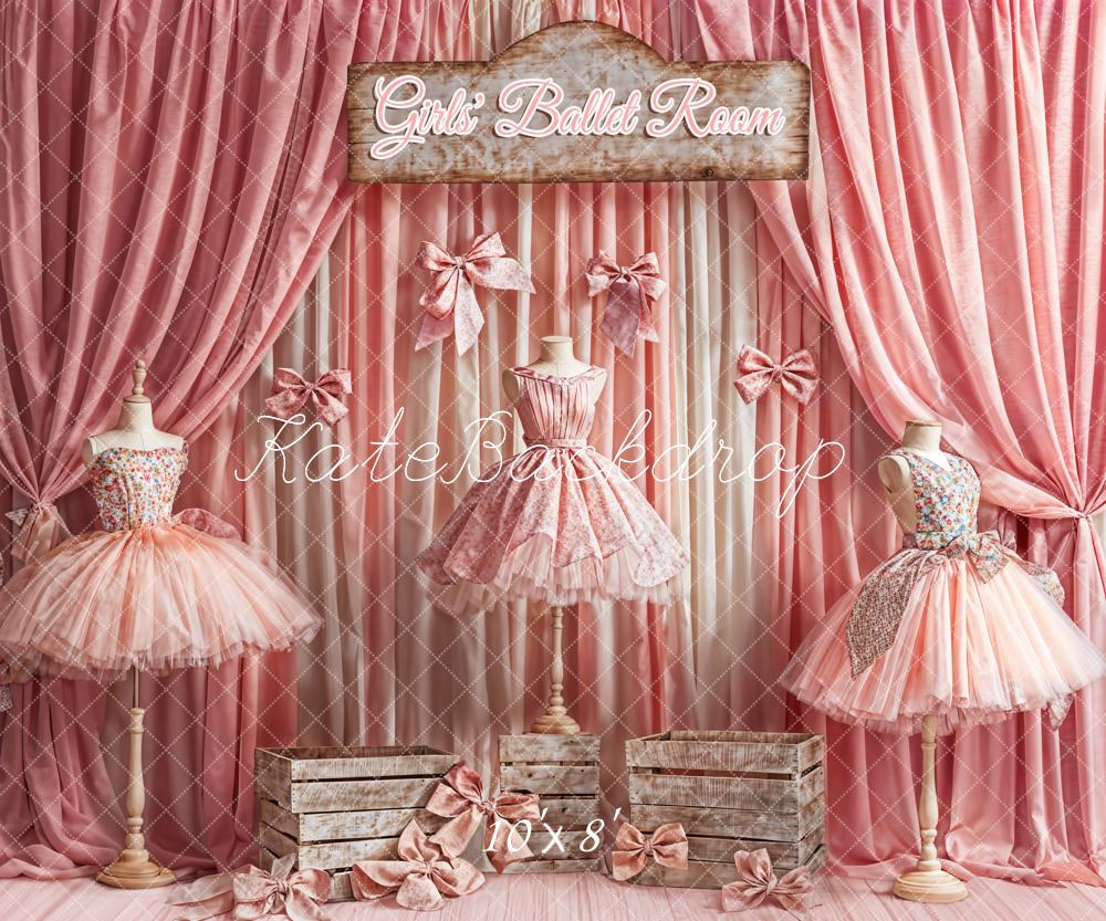 Kate Pink Dress Girls' Ballet Room Curtain Backdrop Designed by Emetselch -UK