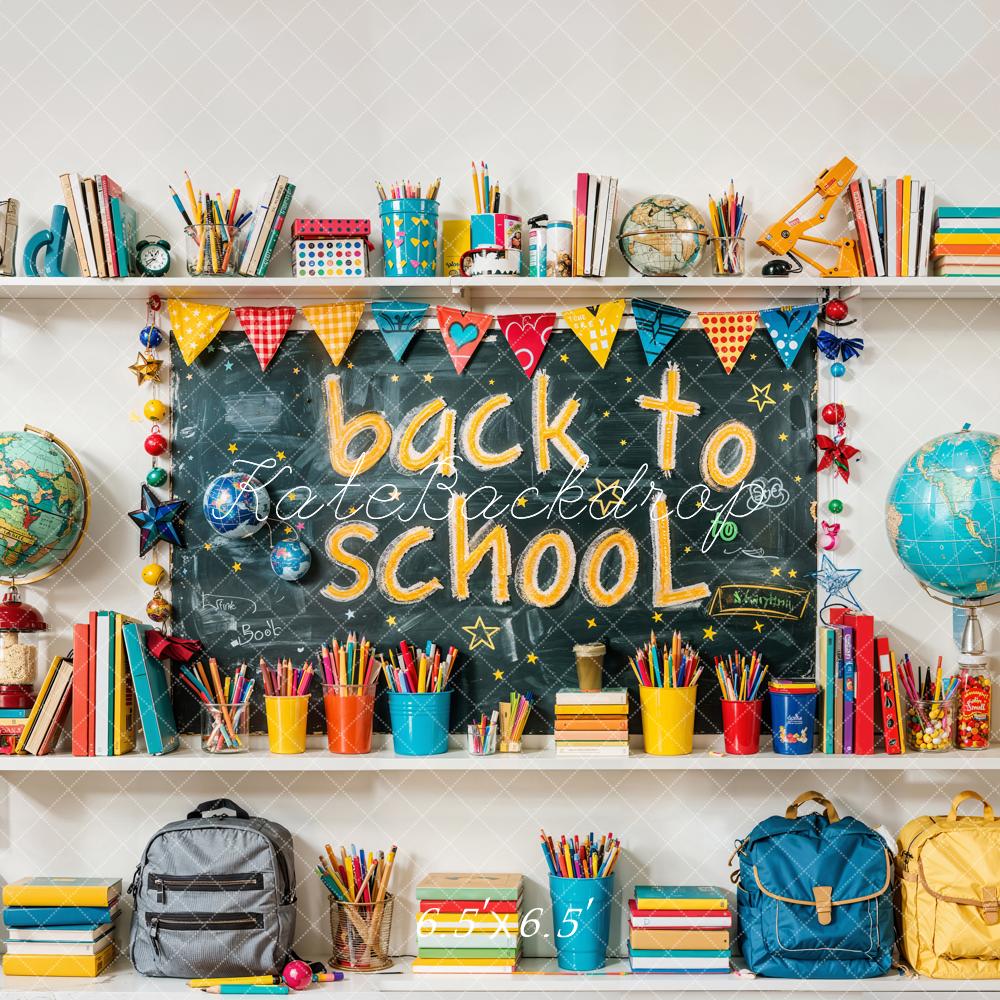 Kate Back to School Colorful Book Graffiti Blackboard Backdrop Designed by Emetselch