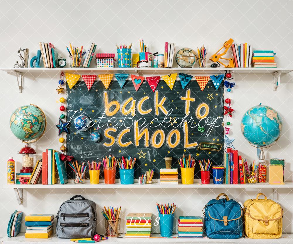Kate Back to School Colorful Book Graffiti Blackboard Backdrop Designed by Emetselch -UK