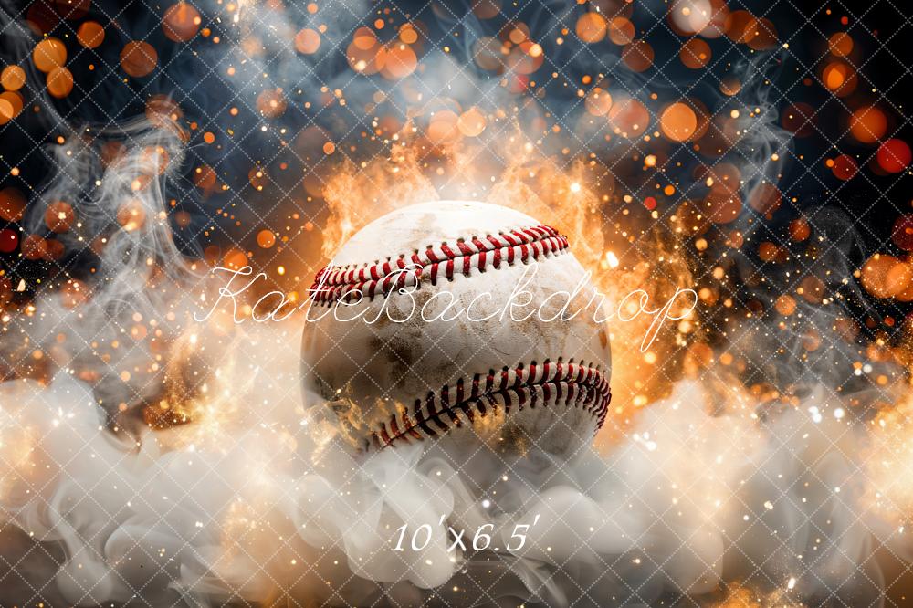 Kate Bokeh Sports Fire Smoke Burning Baseball Backdrop Designed by GQ