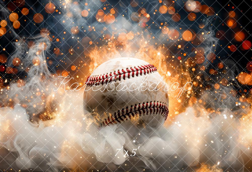 Kate Bokeh Sports Fire Smoke Burning Baseball Backdrop Designed by GQ