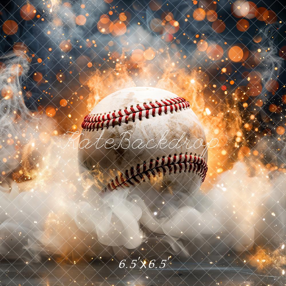 Kate Bokeh Sports Fire Smoke Burning Baseball Backdrop Designed by GQ