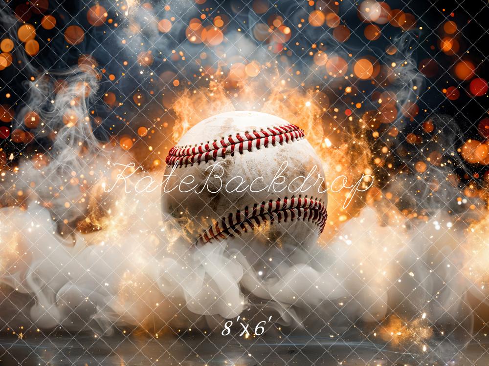 Kate Bokeh Sports Fire Smoke Burning Baseball Backdrop Designed by GQ