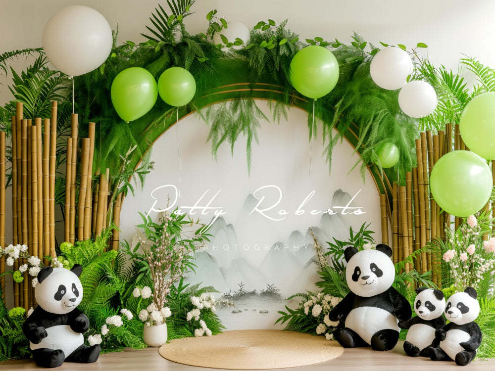 Kate Green Balloon Bamboo Arch Panda Backdrop Designed by Patty Robert -UK