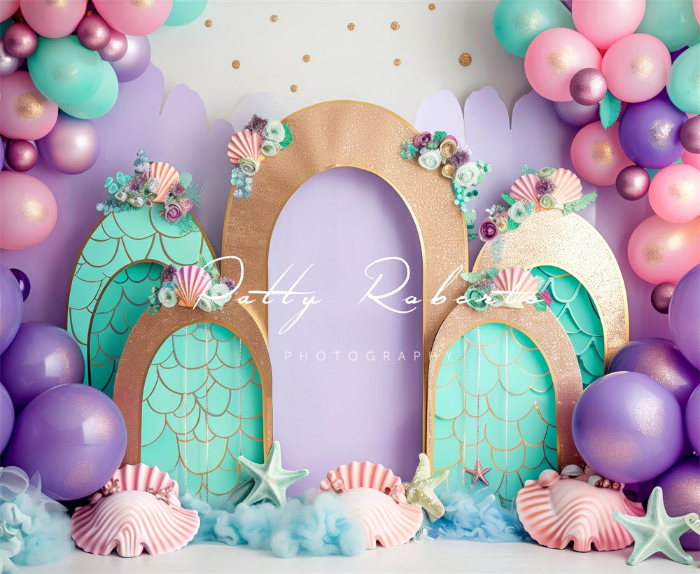 Kate Birthday Mermaid Colorful Balloon Arch Backdrop Designed by Patty Robert -UK
