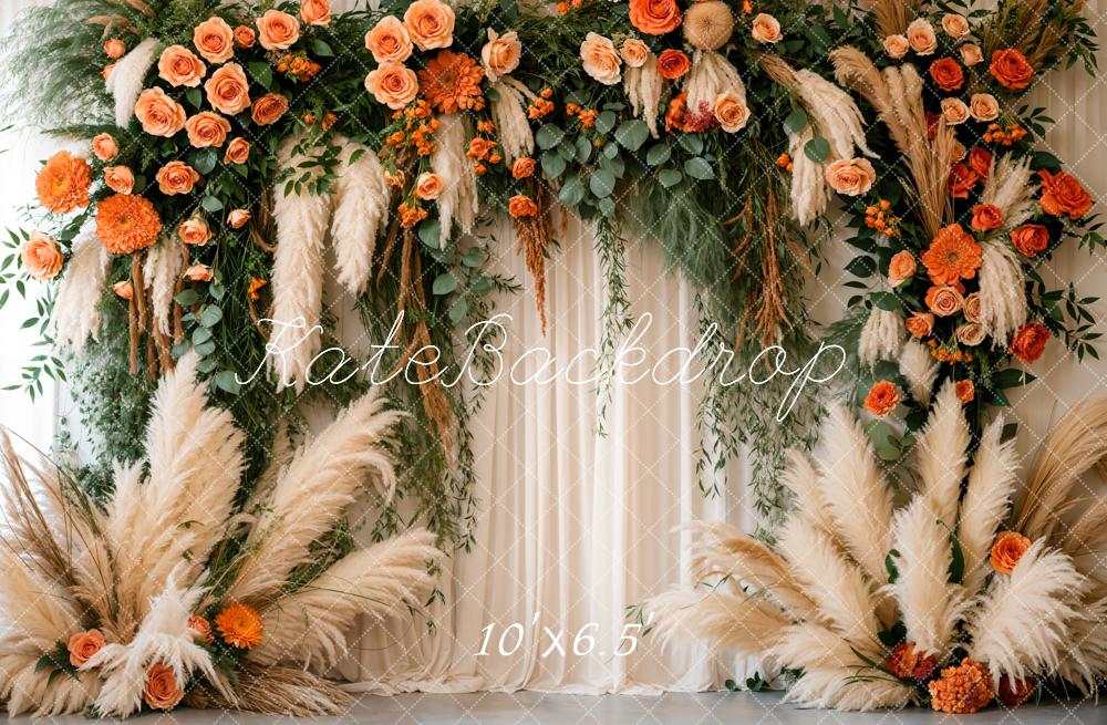 Kate Spring Boho Floral White Curtain Backdrop Designed by Emetselch -UK
